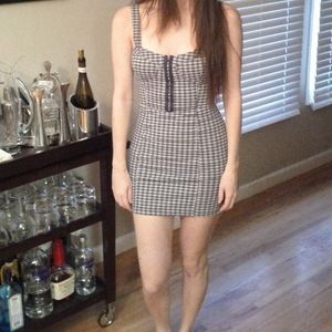 NWOT Free People blue and white bodycon dress